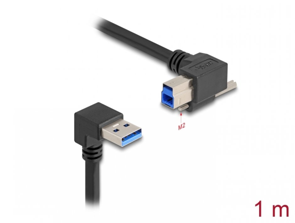 Imagine Cablu USB 3.2-A la USB-B unghi T-T 1m, Delock 80481